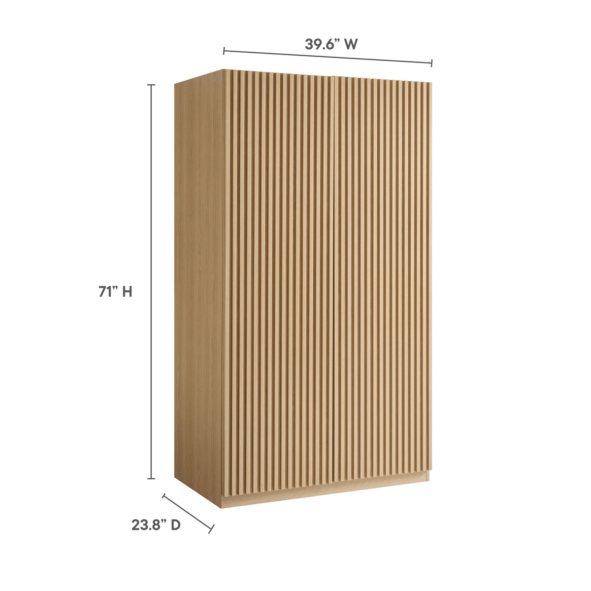 Modway Render 2-Door Wardrobe Closet in natural wood with slat doors for bedroom storage on Tampa Home & Garden Store