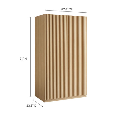 Modway Render 2-Door Wardrobe Closet in natural wood with slat doors for bedroom storage on Tampa Home & Garden Store
