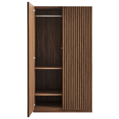 Render 2-Door Wardrobe Closet dark walnut veneer with hanging rod and shelf HouseOfZazla on Tampa Home & Garden Store