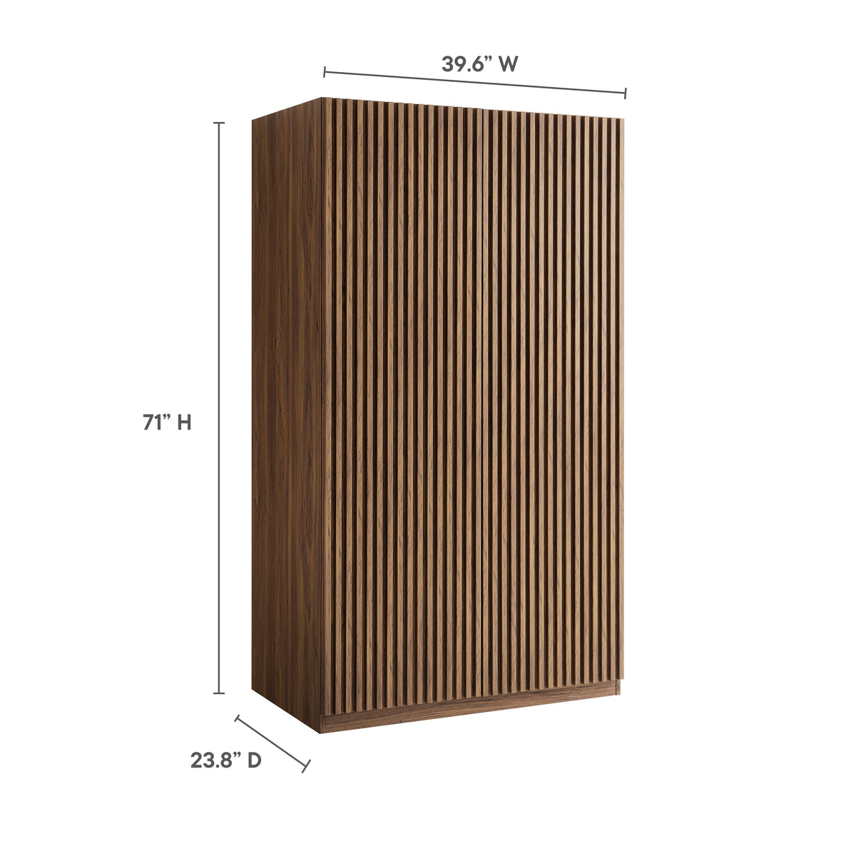 Render 2-Door Wardrobe Closet walnut wood with vertical slats bedroom storage HouseOfZazla on Tampa Home & Garden Store