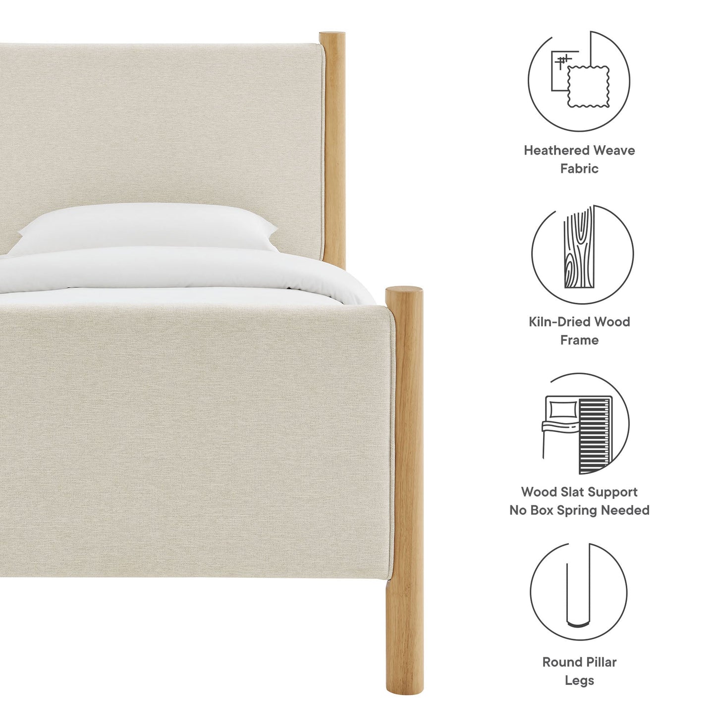 Maven Twin Fabric and Upholstered Platform Bed