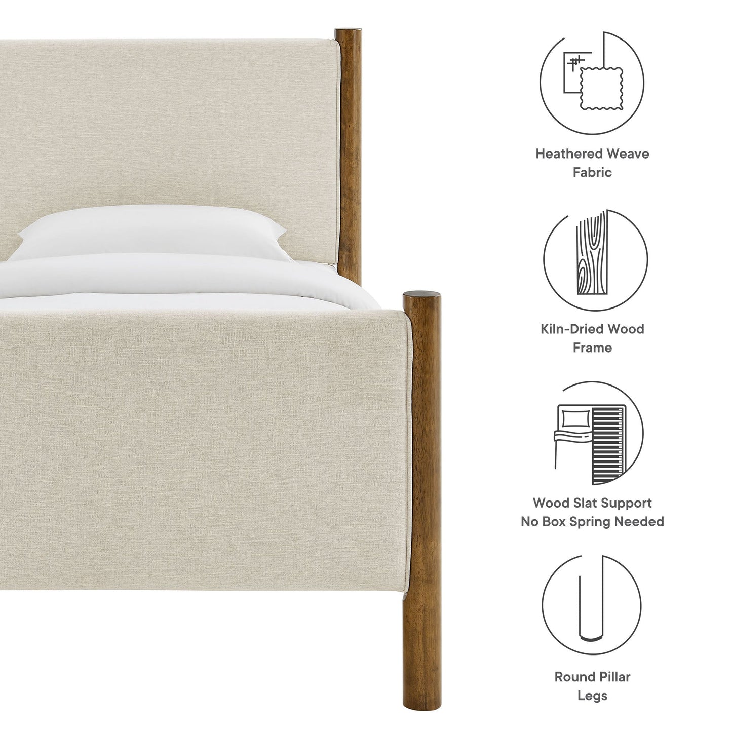 Maven Twin Fabric and Upholstered Platform Bed