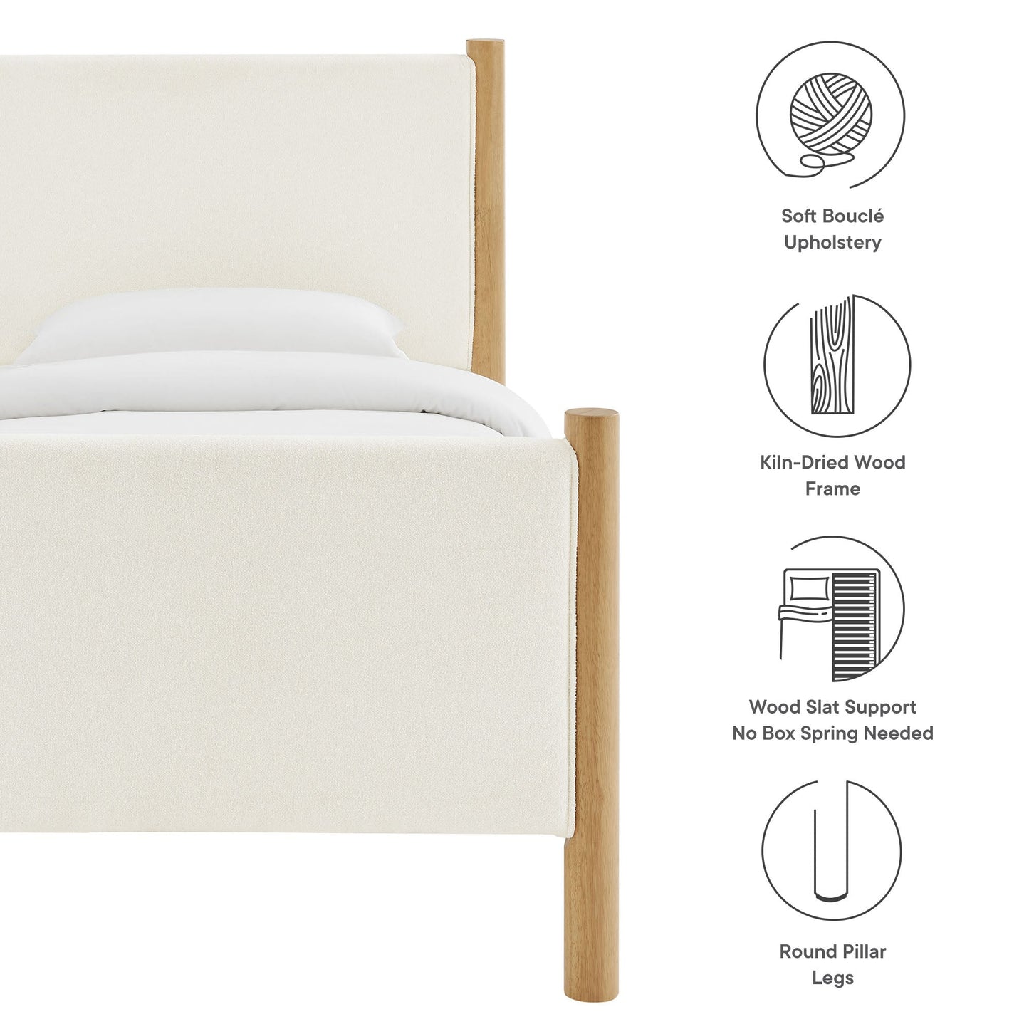 Maven Twin Boucle Upholstered Platform Bed