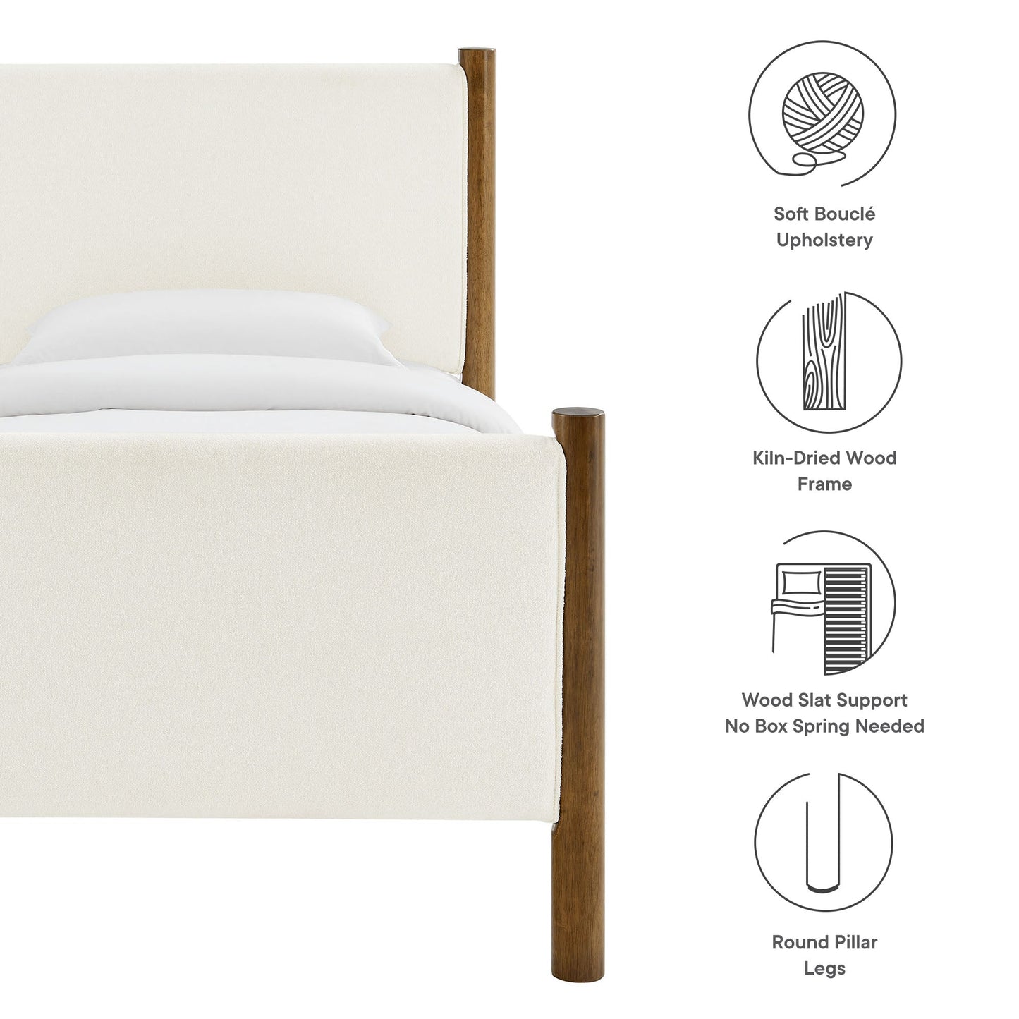 Maven Twin Boucle Upholstered Platform Bed