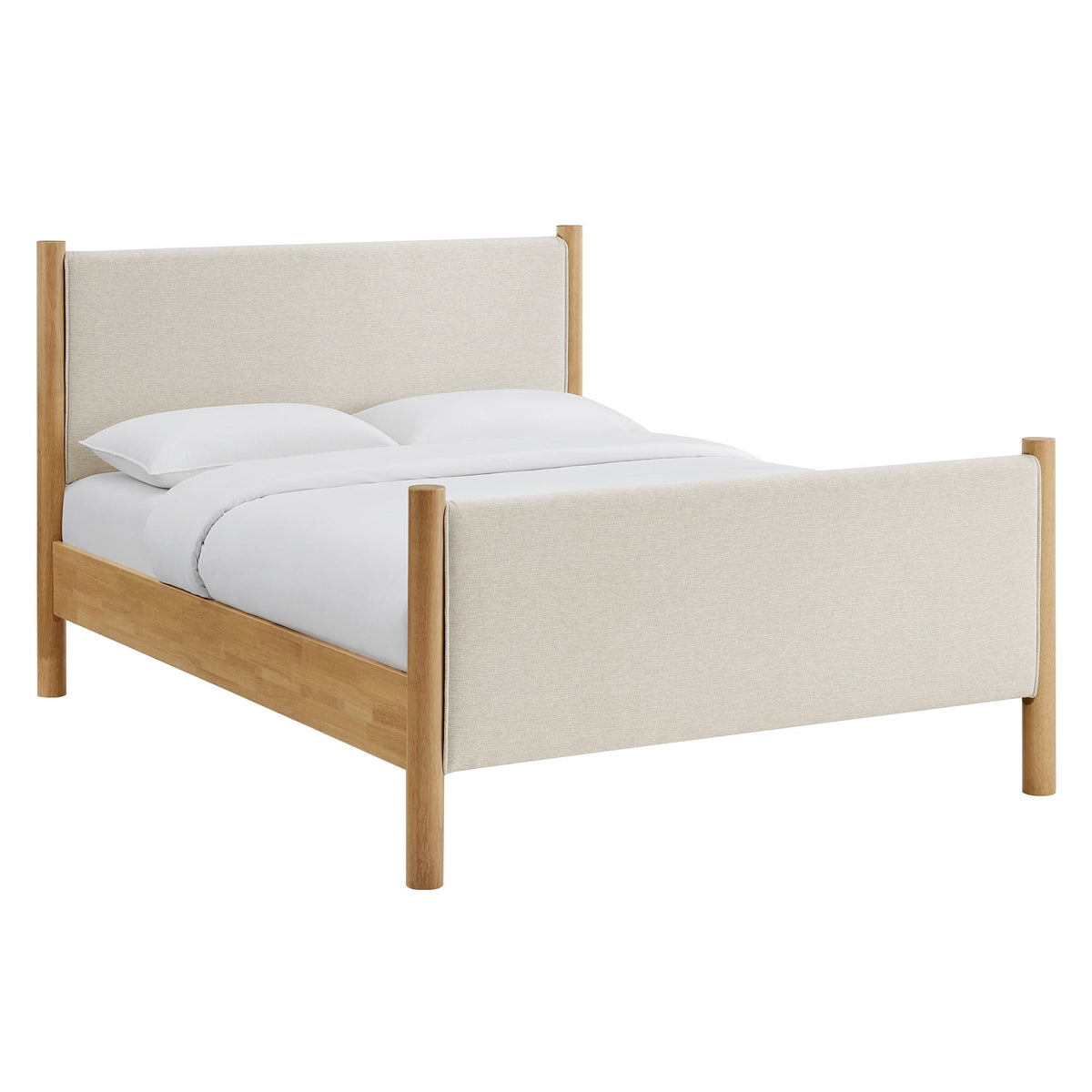 Maven Fabric Upholstered Platform Bed by Modway, beige fabric with natural wood frame on Tampa Home & Garden Store