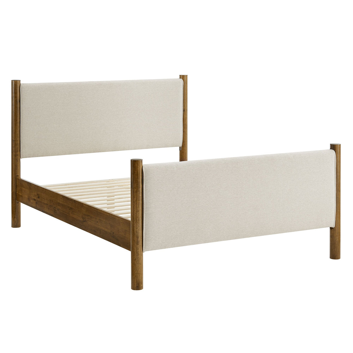 Maven fabric upholstered platform bed by Modway, beige headboard and wood frame on Tampa Home & Garden Store