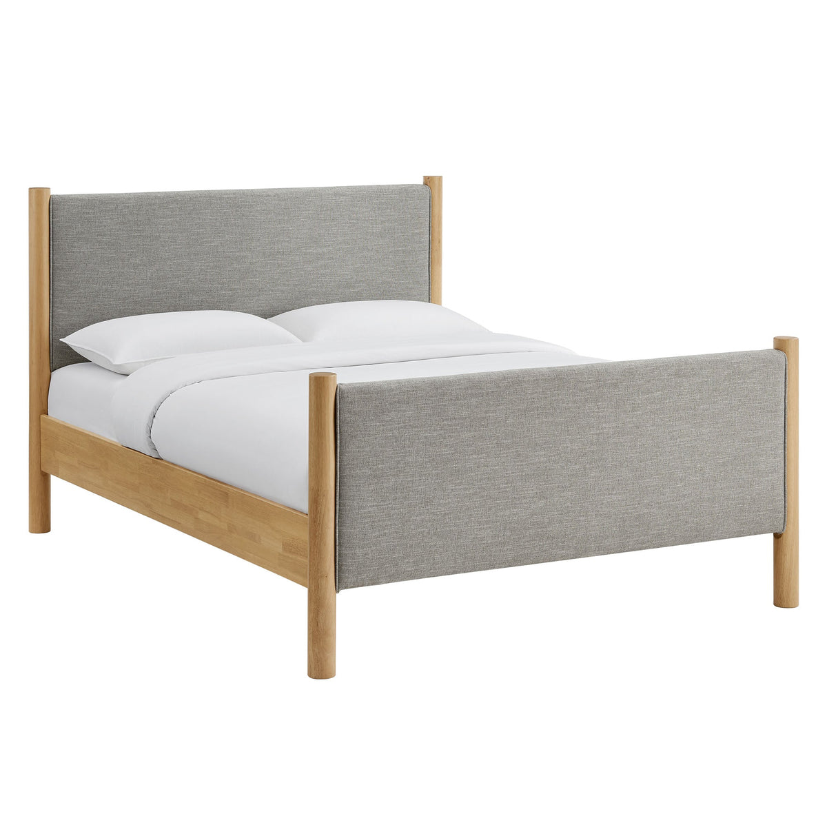 Maven Fabric Upholstered Platform Bed by Modway, grey fabric headboard with natural wood frame on Tampa Home & Garden Store