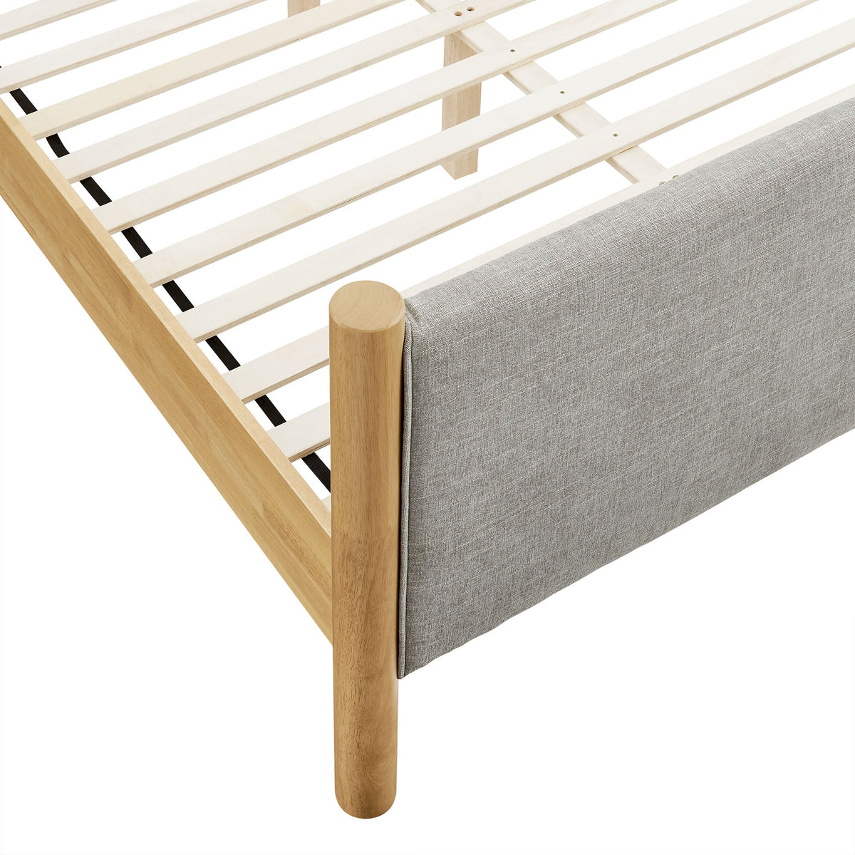 Maven Fabric Upholstered Platform Bed by Modway, light wood slat frame with gray upholstery on Tampa Home & Garden Store