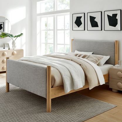 Maven Fabric Upholstered Platform Bed by Modway with grey headboard and wood legs on Tampa Home & Garden Store