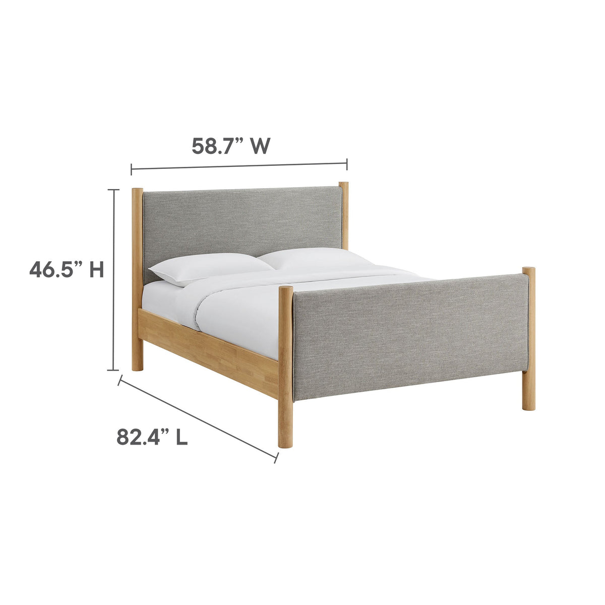 Maven Fabric Upholstered Platform Bed gray headboard with natural wood frame by Modway on Tampa Home & Garden Store