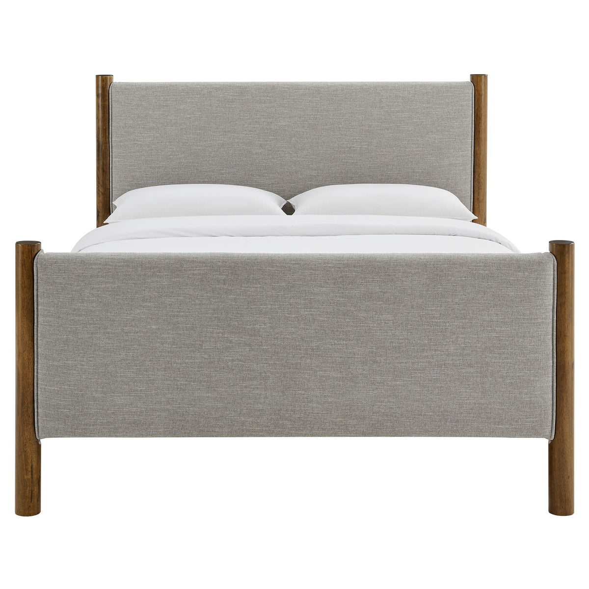 Maven Fabric Upholstered Platform Bed by Modway with gray fabric upholstery and wooden posts on Tampa Home & Garden Store