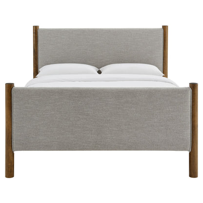 Maven Fabric Upholstered Platform Bed by Modway with gray fabric upholstery and wooden posts on Tampa Home & Garden Store