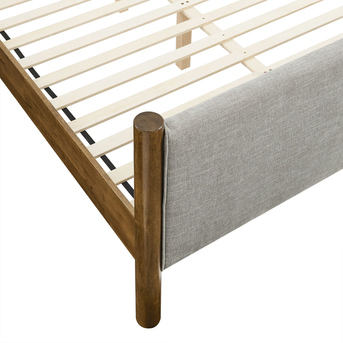 Maven Fabric Upholstered Platform Bed by Modway with gray fabric and light wood slat frame on Tampa Home & Garden Store