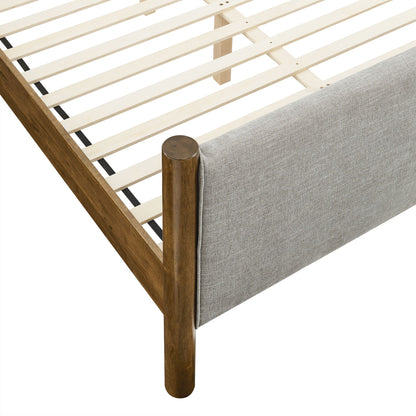 Maven Fabric Upholstered Platform Bed by Modway with gray fabric and light wood slat frame on Tampa Home & Garden Store