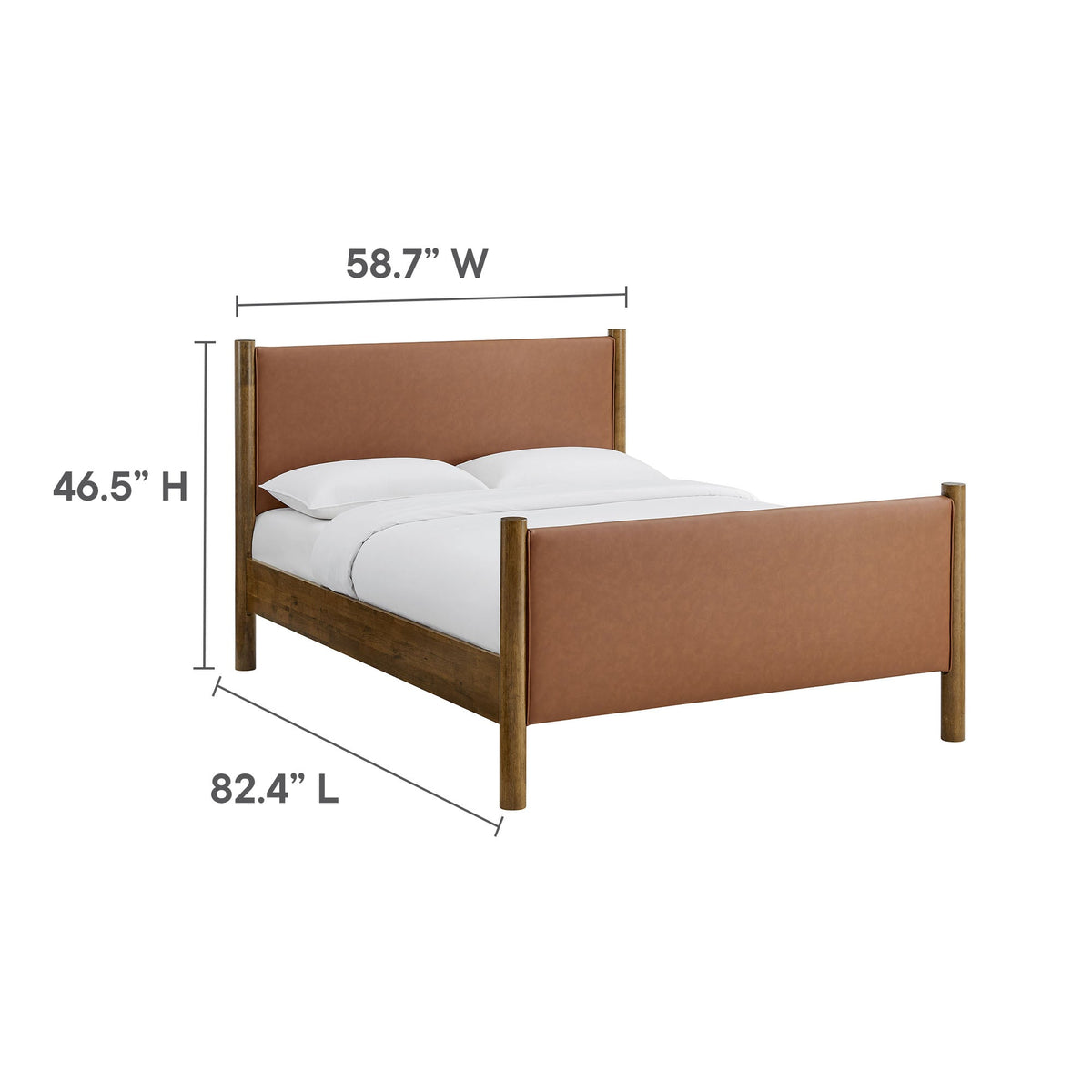Maven full-size vegan leather upholstered platform bed with brown headboard and footboard on Tampa Home & Garden Store