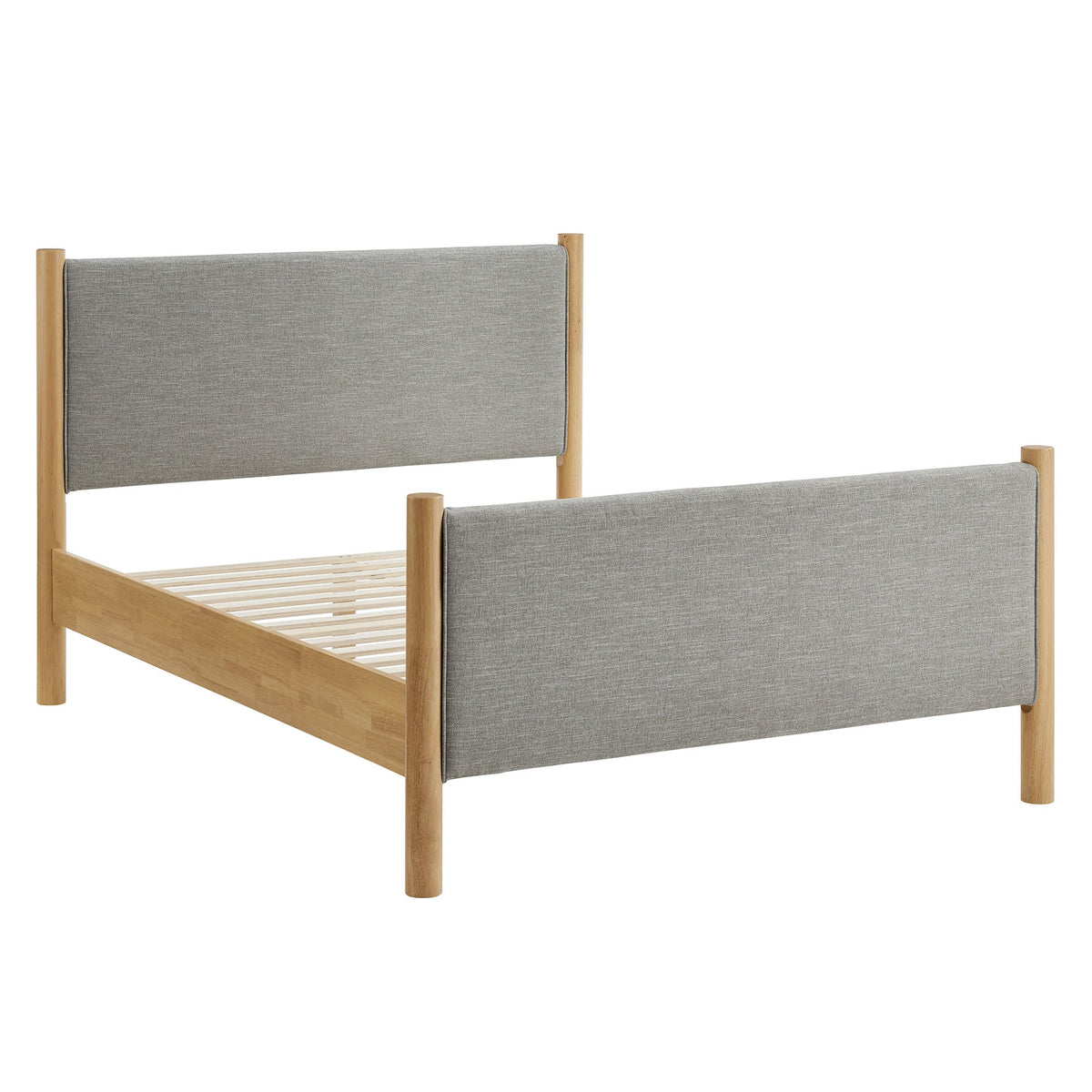 Pair of Maven Fabric Upholstered Platform Beds by Modway, grey fabric with wood frames on Tampa Home & Garden Store