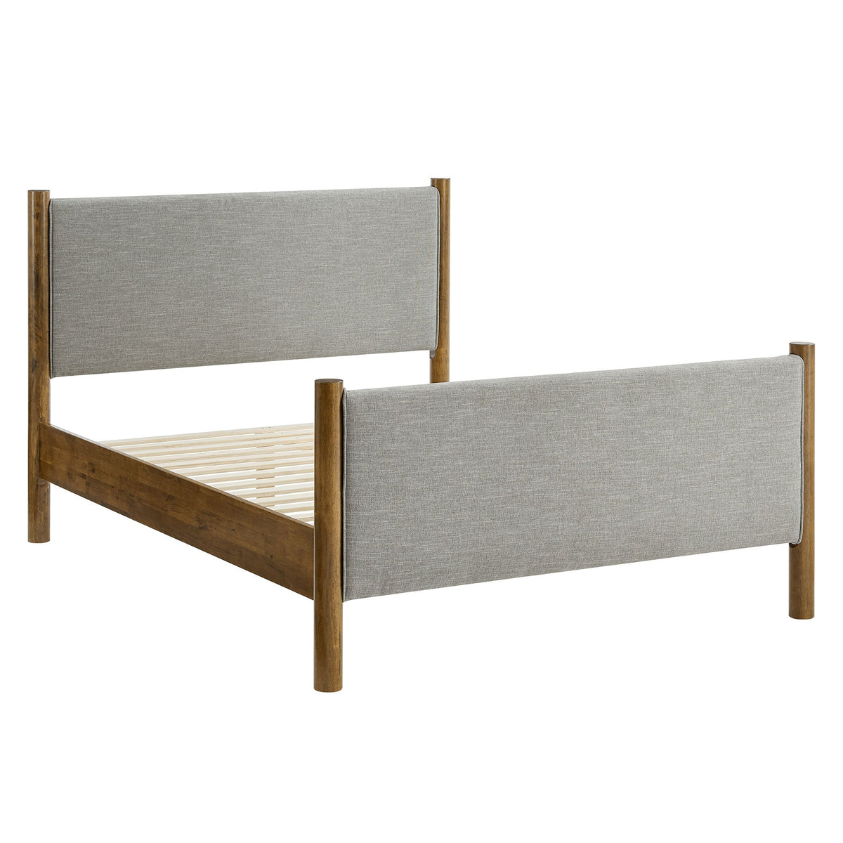Maven Fabric Upholstered Platform Bed Modway gray fabric headboard and footboard with wood posts on Tampa Home & Garden Store