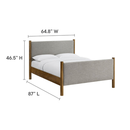 Maven Fabric Upholstered Platform Bed with grey fabric and wood frame by Modway 87L x 64.8W on Tampa Home & Garden Store