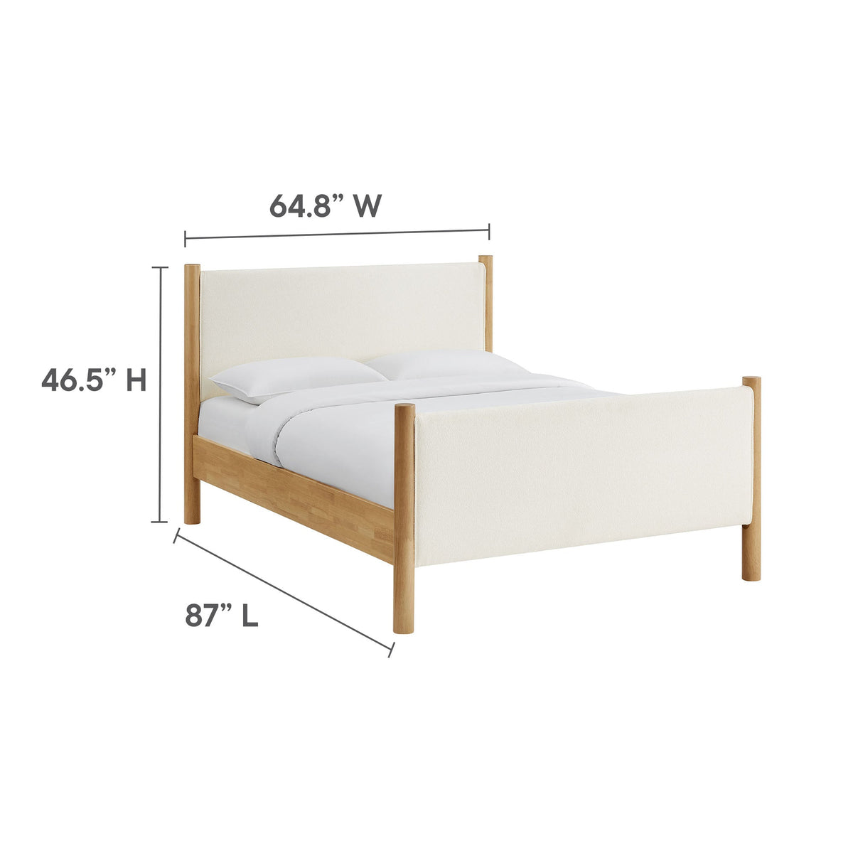 Maven Boucle Upholstered Platform Bed by Modway with cream boucle headboard and wood frame on Tampa Home & Garden Store