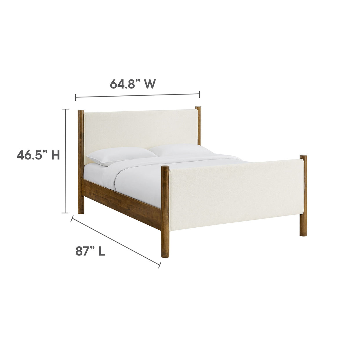 Maven Boucle Upholstered Platform Bed by Modway in cream boucle with wood headboard on Tampa Home & Garden Store