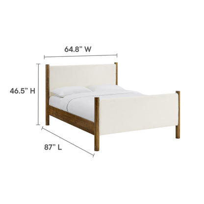 Maven Boucle Upholstered Platform Bed by Modway in cream boucle with wood headboard on Tampa Home & Garden Store