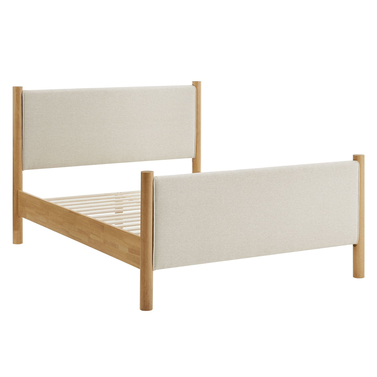 Maven Fabric Upholstered Platform Beds beige fabric headboards and wooden frames on Tampa Home & Garden Store