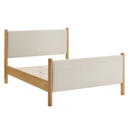 Maven Fabric Upholstered Platform Beds beige fabric headboards and wooden frames on Tampa Home & Garden Store