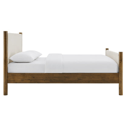 Maven Fabric Upholstered Platform Bed by Modway with wood posts and cream upholstery on Tampa Home & Garden Store