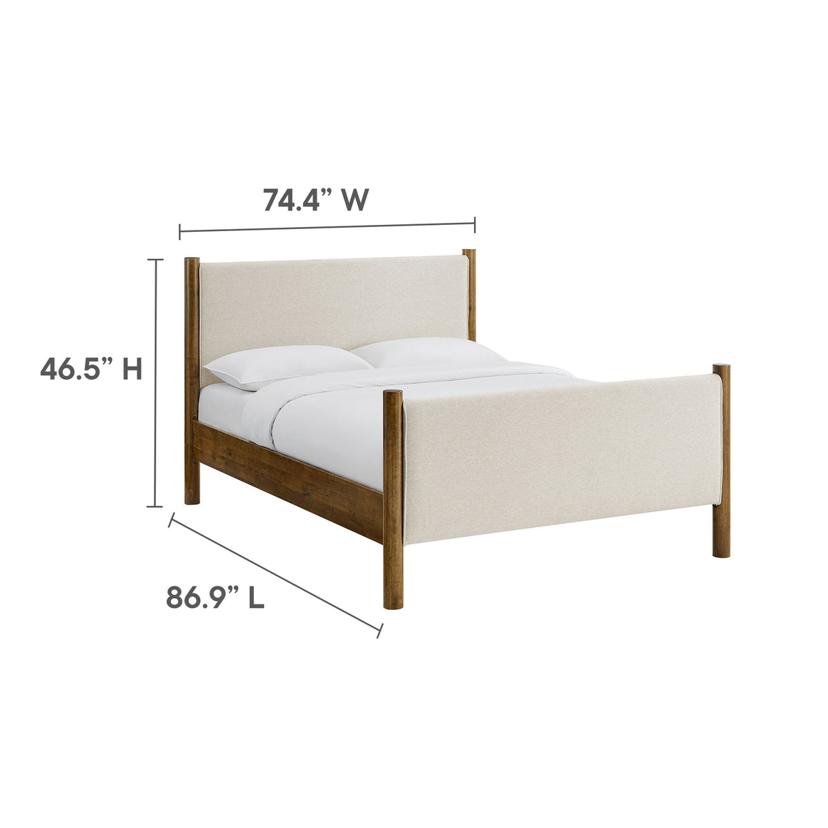 Maven Fabric Upholstered Platform Bed by Modway with beige headboard and wood frame on Tampa Home & Garden Store