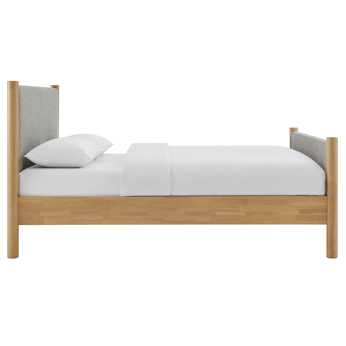 Maven Fabric Upholstered Platform Bed by Modway in grey fabric with natural wood frame on Tampa Home & Garden Store