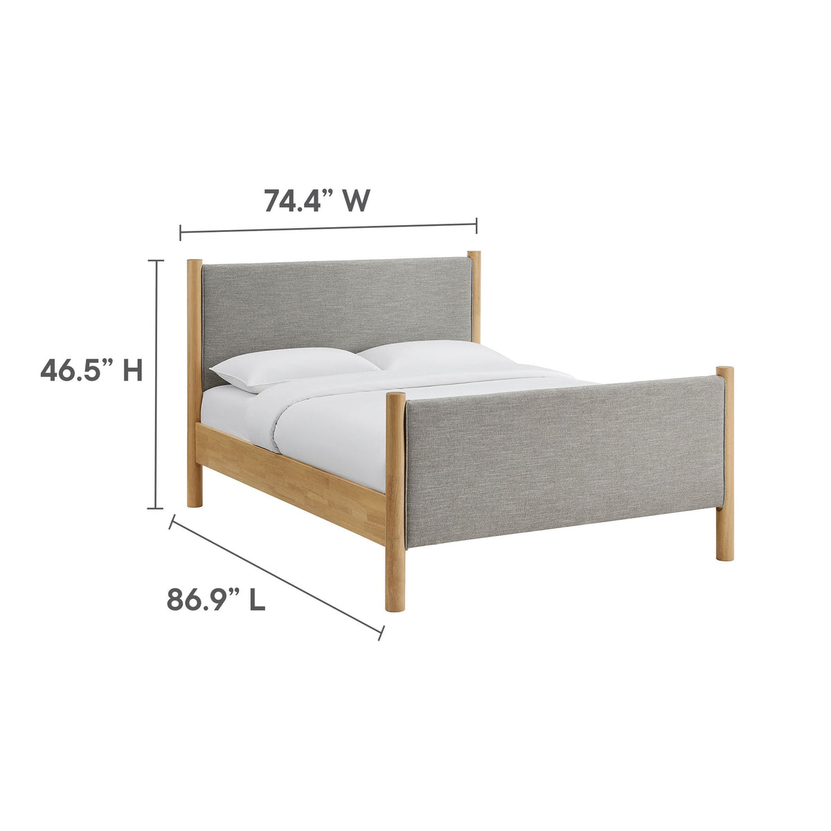 Modway Maven Fabric Upholstered Platform Bed with grey fabric headboard and wood frame on Tampa Home & Garden Store