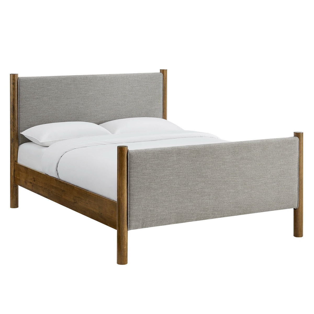Maven Fabric Upholstered Platform Bed, grey fabric with wooden posts by Modway, bed frame on Tampa Home & Garden Store