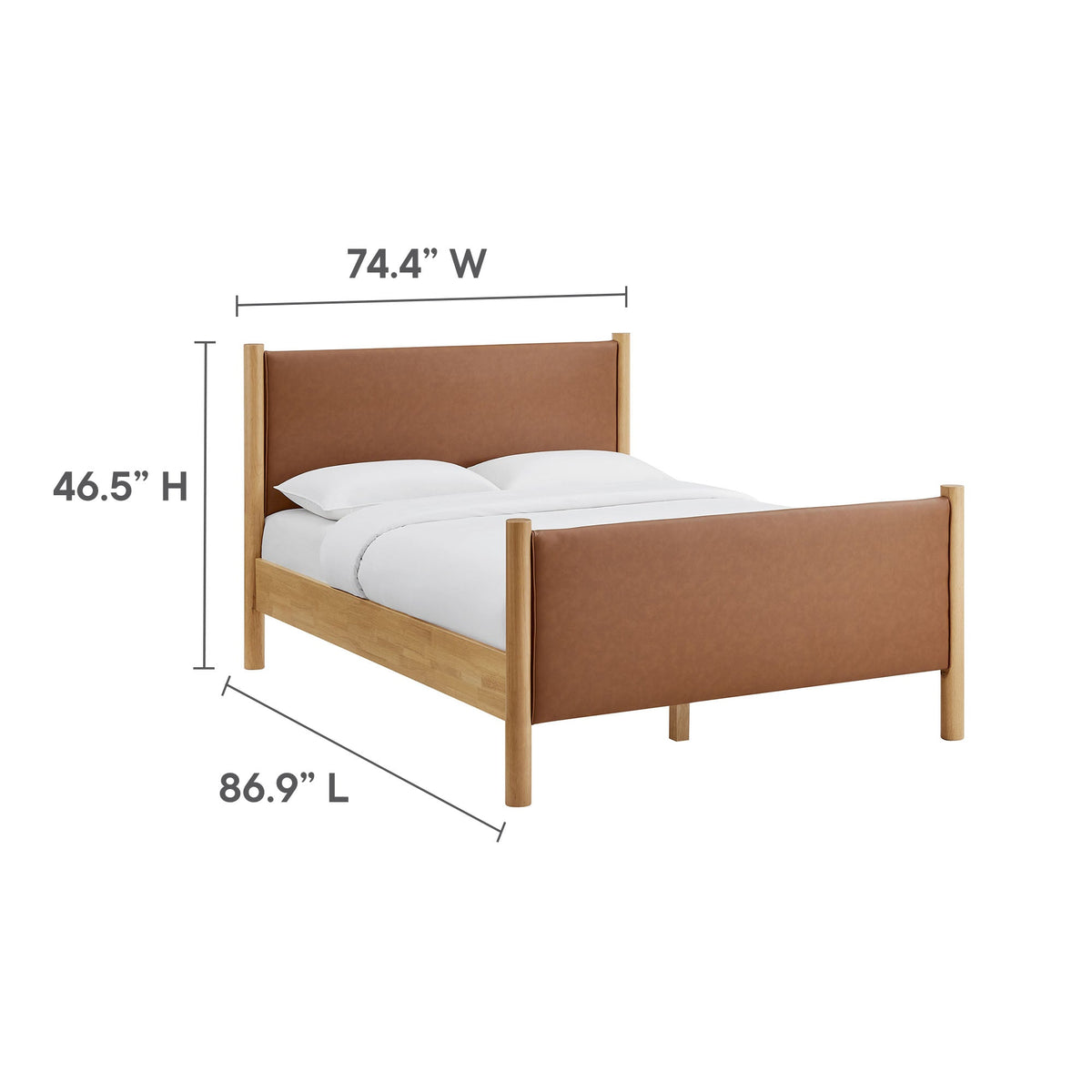 Maven King Size vegan leather upholstered platform bed with wood frame in brown HouseOfZazla on Tampa Home & Garden Store