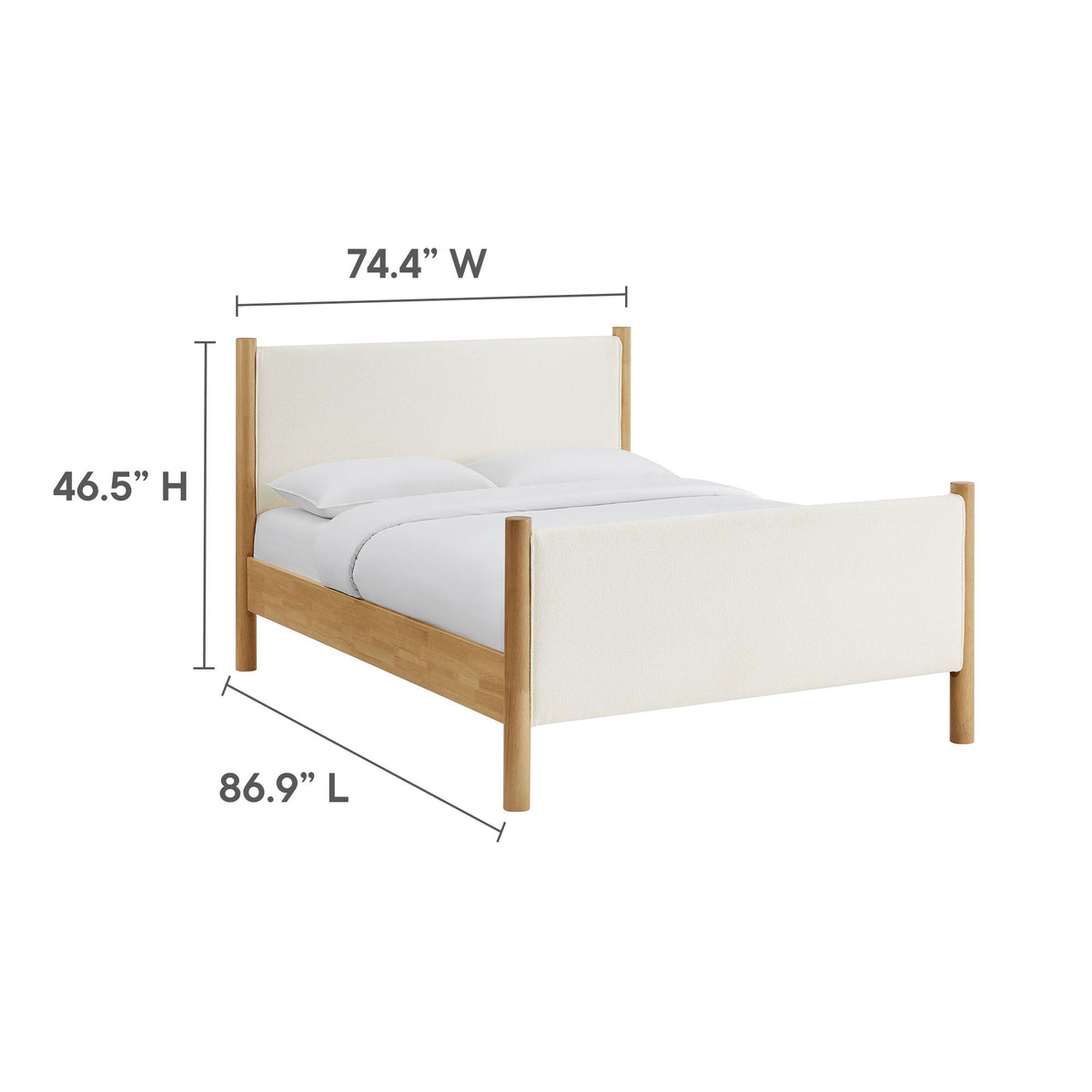 Maven Boucle Upholstered Platform Bed by Modway with beige boucle fabric and wood frame on Tampa Home & Garden Store