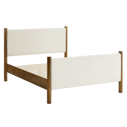 Maven Boucle Upholstered Platform Bed with white boucle headboard on wood frame by Modway on Tampa Home & Garden Store