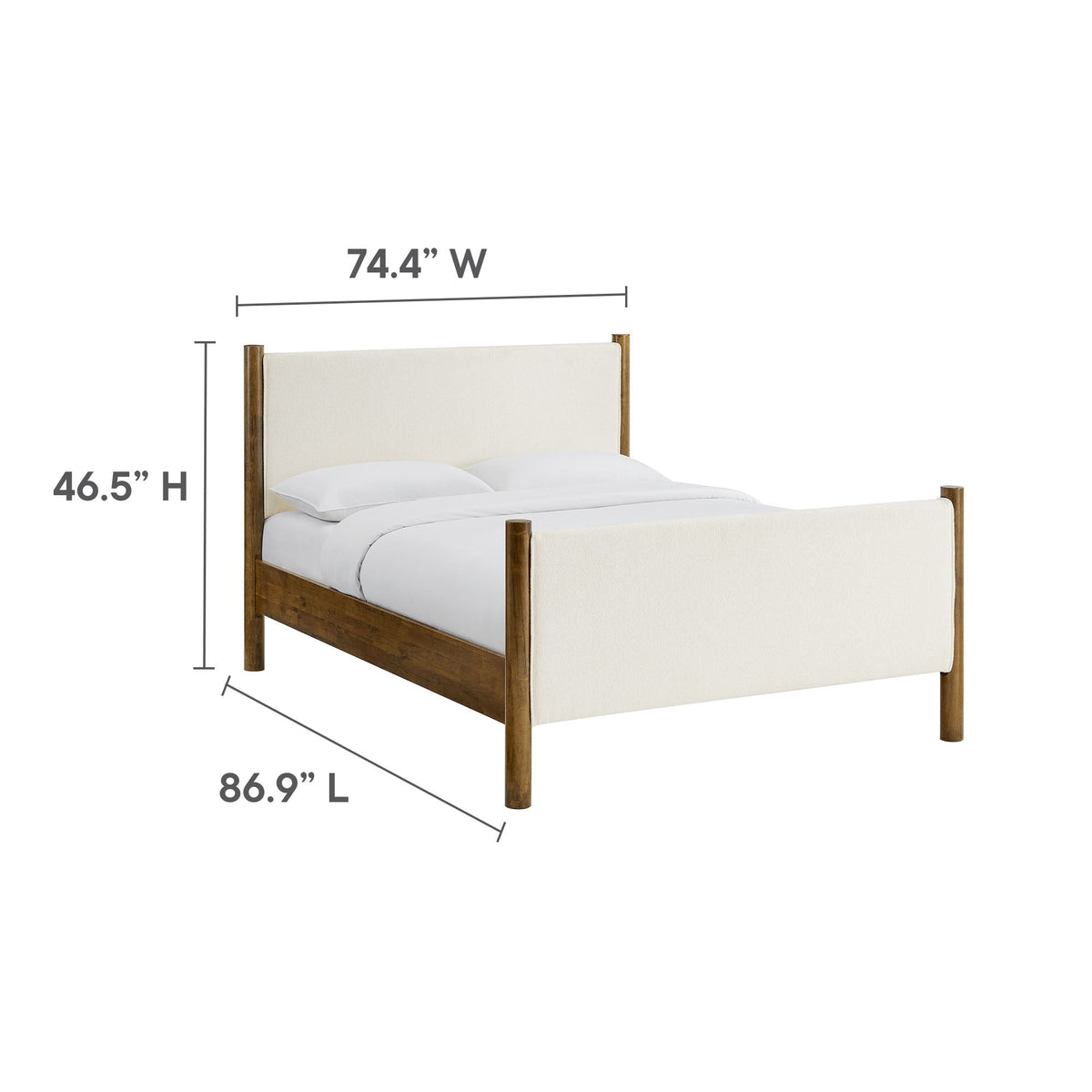 Maven Boucle Upholstered Platform Bed by Modway with cream boucle fabric and wooden frame on Tampa Home & Garden Store