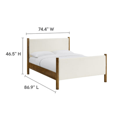 Maven Boucle Upholstered Platform Bed by Modway with cream boucle fabric and wooden frame on Tampa Home & Garden Store