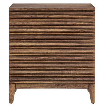 Render Large 3-Drawer Nightstand by Modway in warm wood finish with horizontal slat fronts on Tampa Home & Garden Store