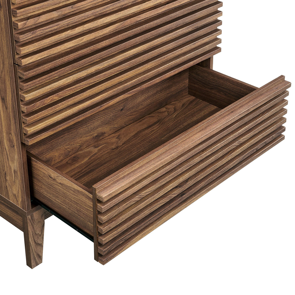 Render Large 3-Drawer Nightstand with slat-front walnut finish by HouseOfZazla on Tampa Home & Garden Store