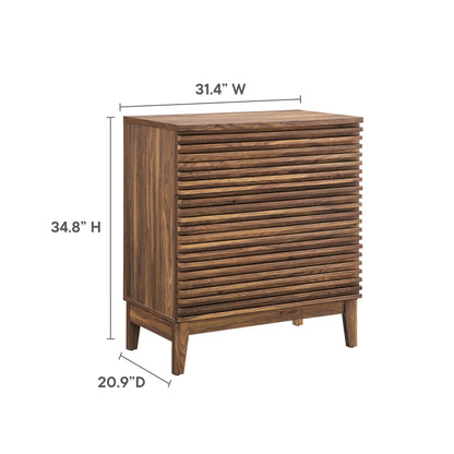Render Large 3-Drawer Nightstand in walnut wood with slatted fronts on Tampa Home & Garden Store