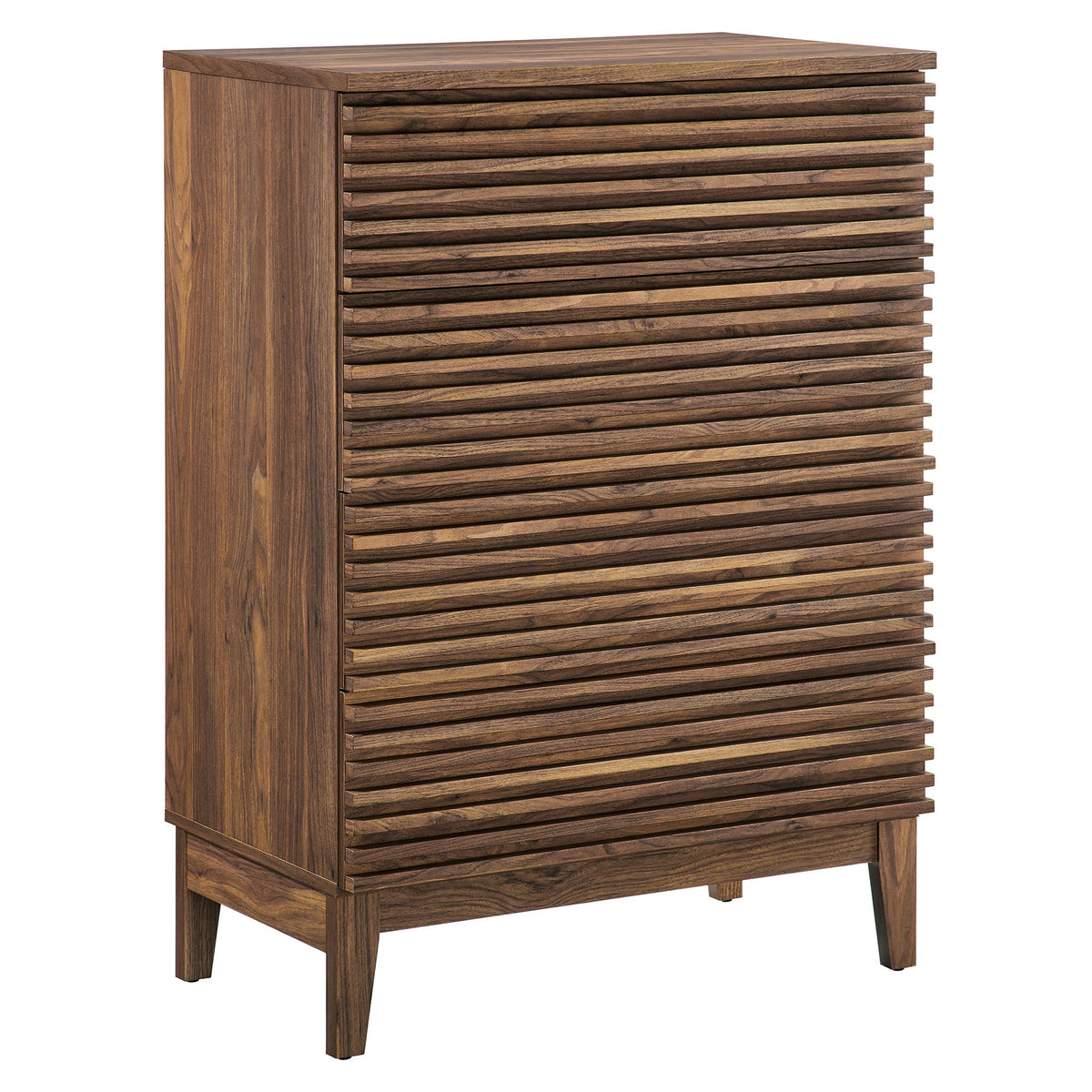 Render 4-Drawer Chest in walnut wood with horizontal slat-front drawers on Tampa Home & Garden Store