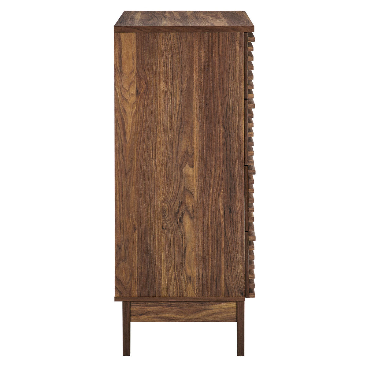 Render 4-Drawer Chest by Modway, walnut-finish dresser with grain and right-side stacked drawers on Tampa Home & Garden Store