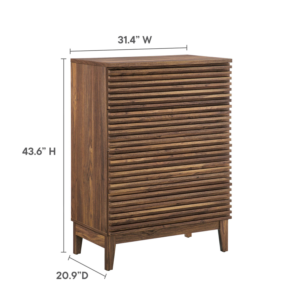 Render 4-Drawer Chest in walnut wood with horizontal slats, dresser by HouseOfZazla on Tampa Home & Garden Store