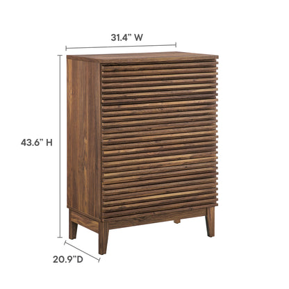 Render 4-Drawer Chest in walnut wood with horizontal slats, dresser by HouseOfZazla on Tampa Home & Garden Store