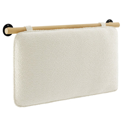 Anela wall-mounted chenille upholstered headboard ivory fabric with wood mounts HouseOfZazla on Tampa Home & Garden Store