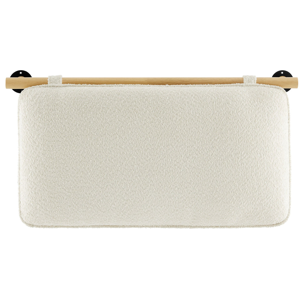 Headboard by HouseOfZazla, chenille upholstered ivory panel with wood rod and black mounts on Tampa Home & Garden Store