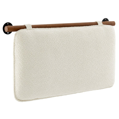 Anela wall-mounted chenille upholstered headboard beige wood rod black mounts HouseOfZazla on Tampa Home & Garden Store