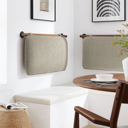 Anela wall-mounted chenille headboard panels with wood rails and black mounts on white walls on Tampa Home & Garden Store