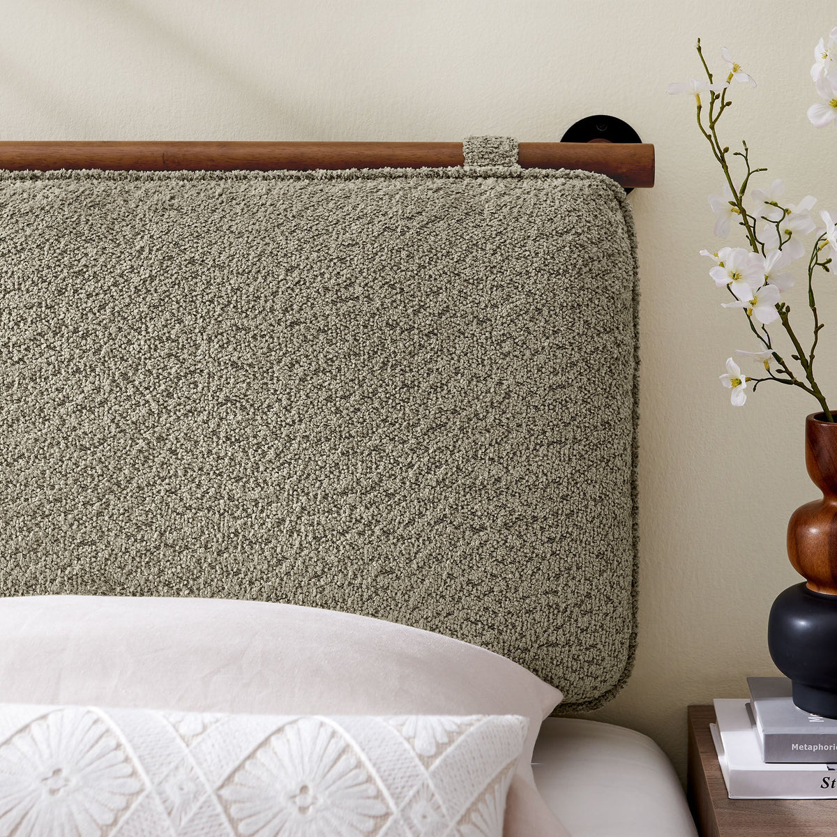 Anela Wall-Mounted Chenille Upholstered Headboard gray fabric by HouseOfZazla bedroom headboard on Tampa Home & Garden Store