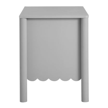 Emmeline Scalloped 2-Drawer Nightstand in gray with round legs and scalloped apron on Tampa Home & Garden Store